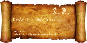 Králik Mária névjegykártya