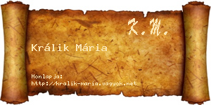 Králik Mária névjegykártya